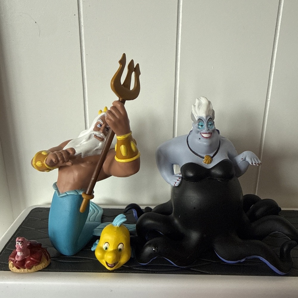 KING TRITON & URSULA Figure Set LITTLE MERMAID Disney Princess PVC TOY PLAYSET!
